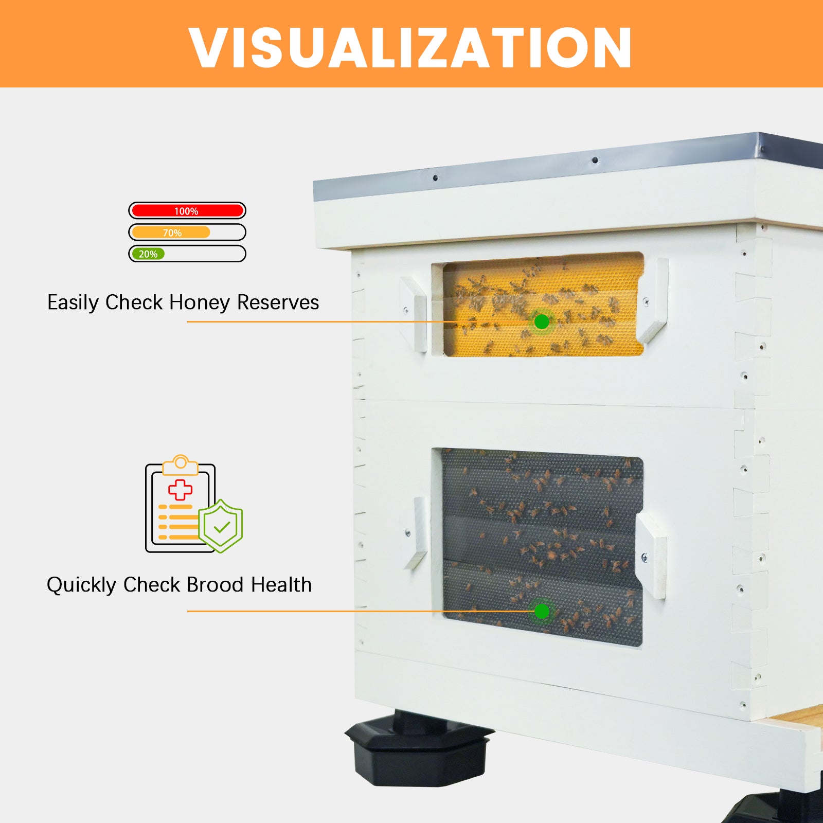 BeeTech 10 Frame Langstroth Bee Hive Hand Painted Includes Beehive Frames and Beeswax Coated Foundations (1 Deep Box & 1 Medium Box)