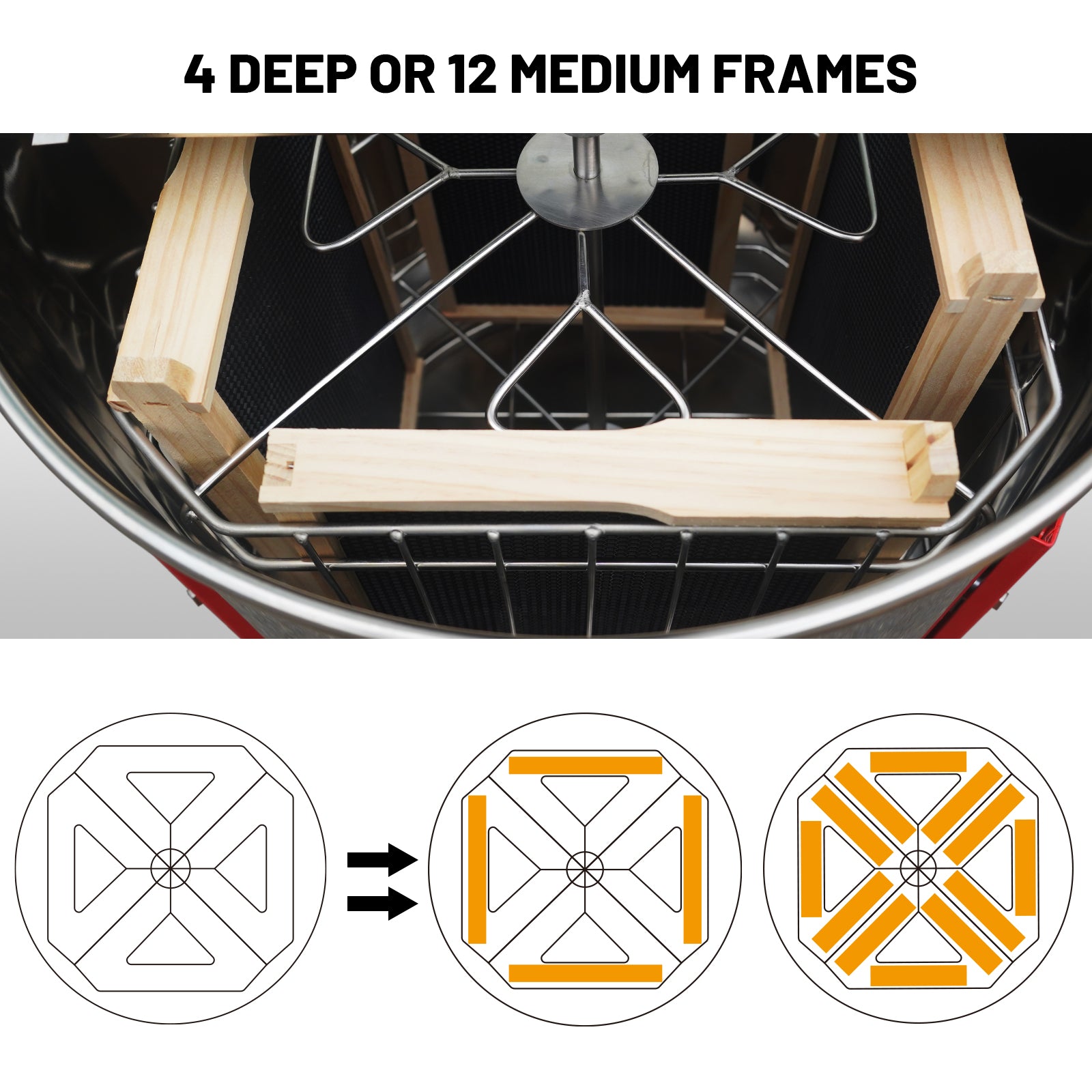 BeeTech Professional 4/12 Frames Electric Honey Extractor with Protective Cover, Fast Harvesting Honey Extractor Equipment for Beekeepers and Backyard