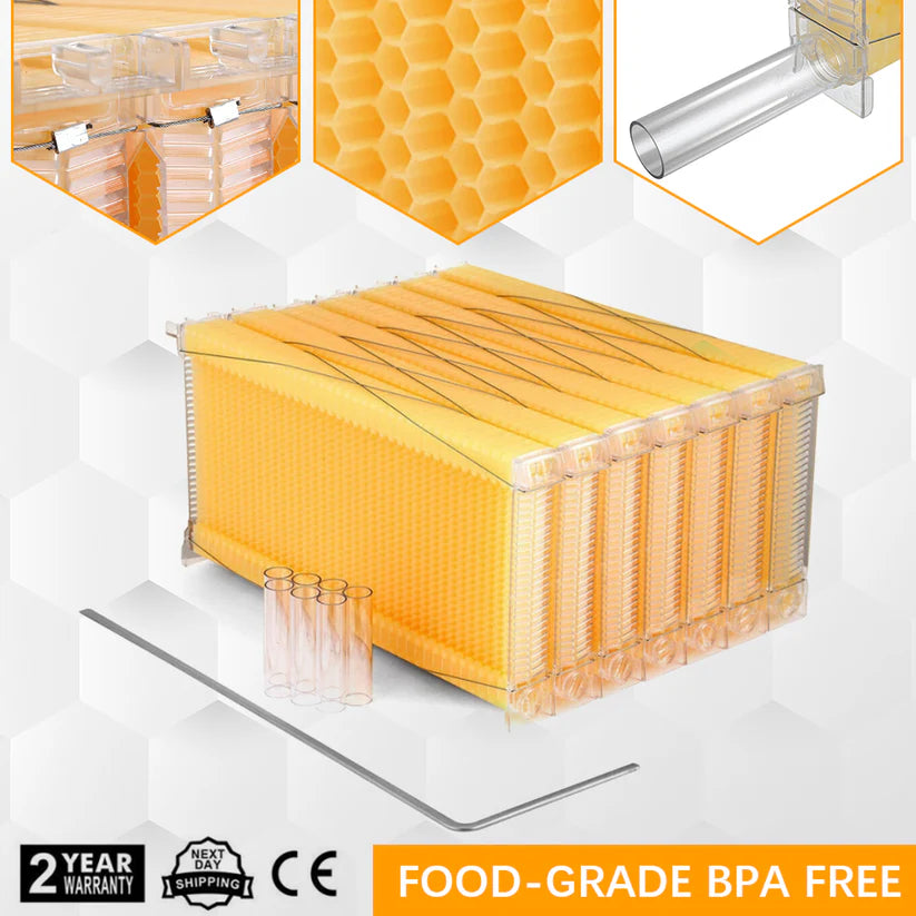 Auto Bee Hive, with 7pcs Auto Super Frames, 10pcs Brood Frames With Plastic Foundation, Bee House with 1pcs Super Boxes, 1pcs Brood Boxes, Bee Hives Starter Beekeeping Kits