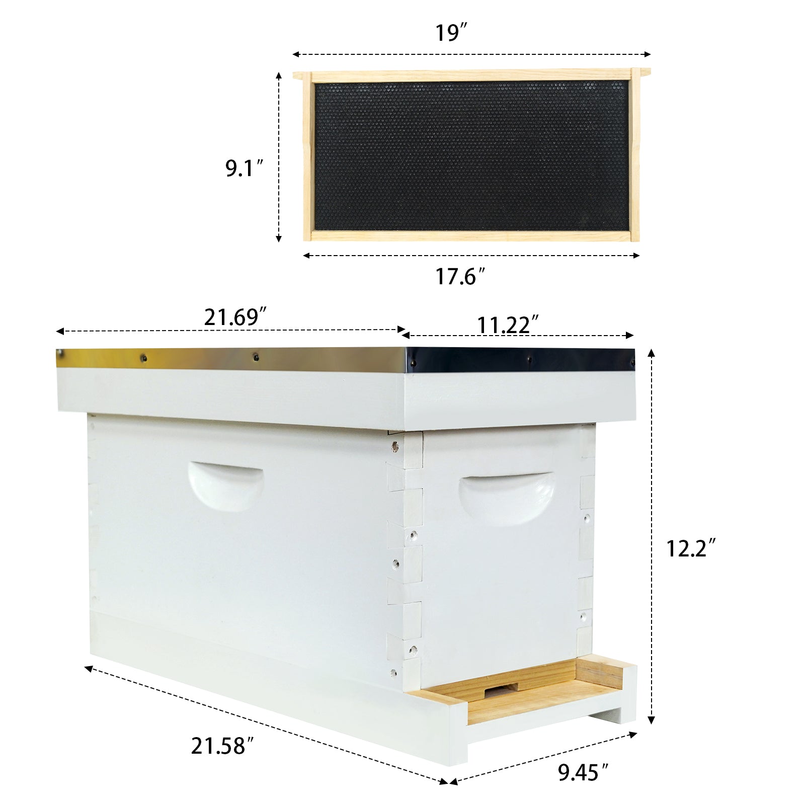 BeeTech 5 Frame Langstroth Nuc Beehive Kit with Mesh Transport Bag, Hand Painted Bee Hive Nuc Box Includes Beehive Frames and Beewax Foundations