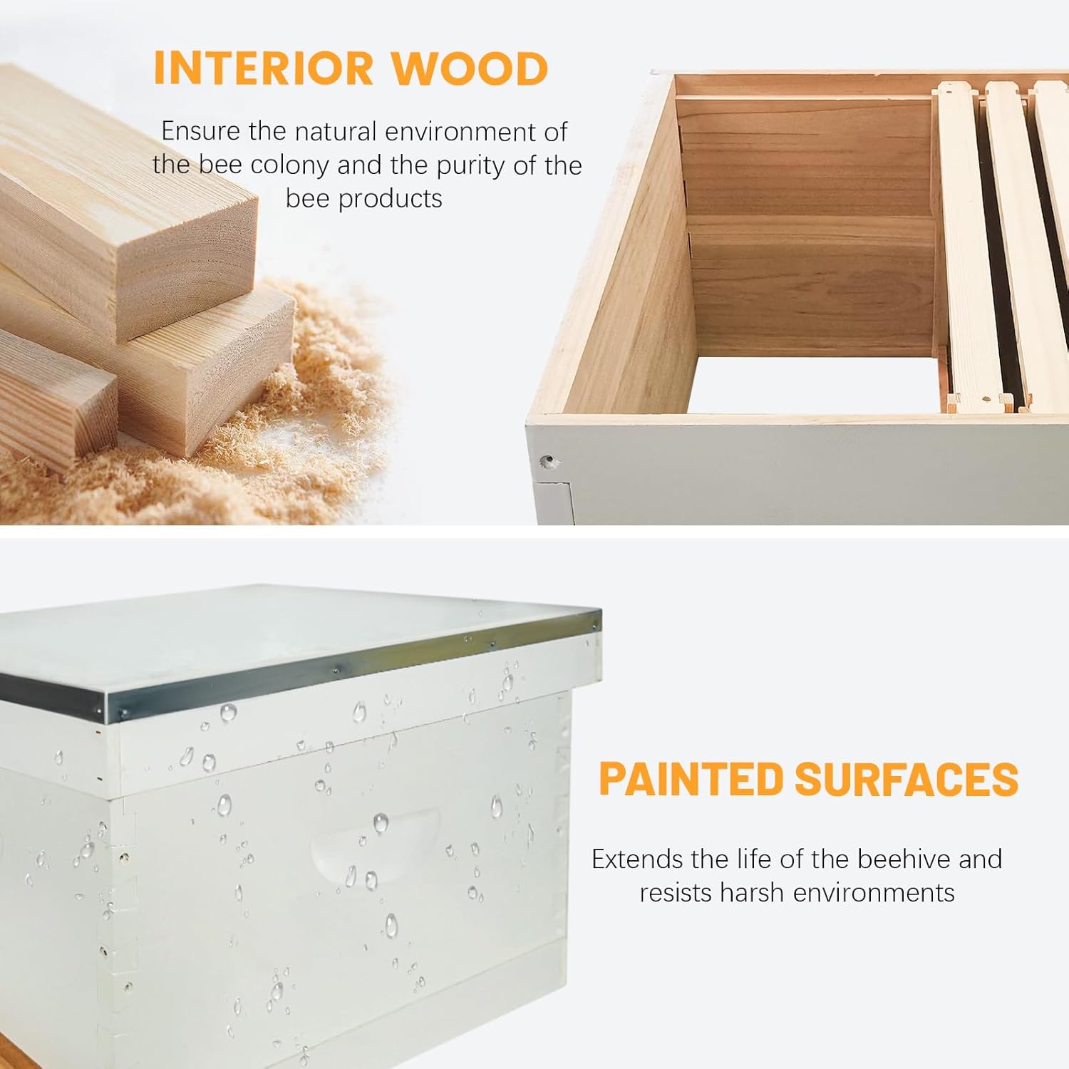 8 Frame Bee Hives Boxes Starter Kit Hand Painted Beehive Starter Kit Includes Beekeeping Supplies Tools and Cowboy Bee Hat