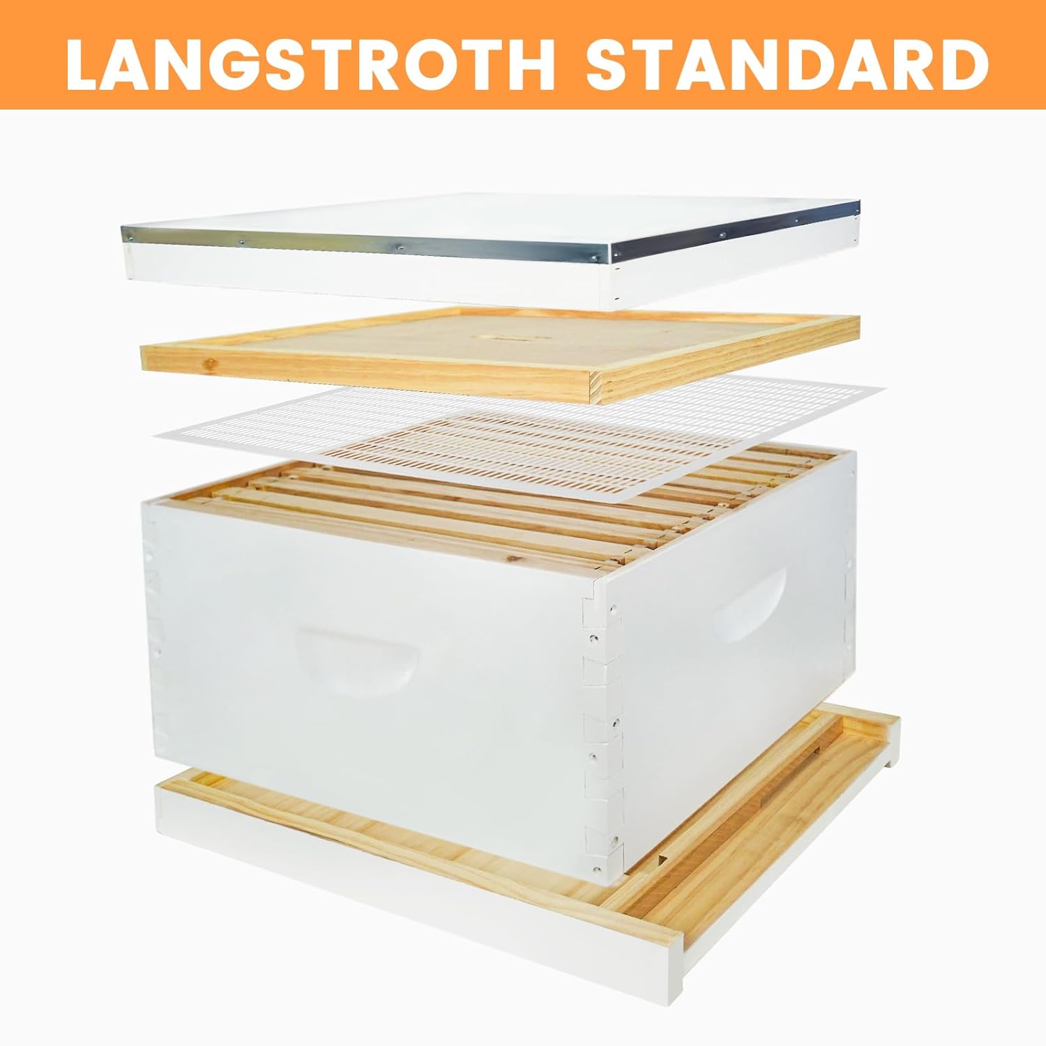 8 Frame Bee Hives Boxes Starter Kit Hand Painted Beehive Starter Kit Includes Beekeeping Supplies Tools and Cowboy Bee Hat