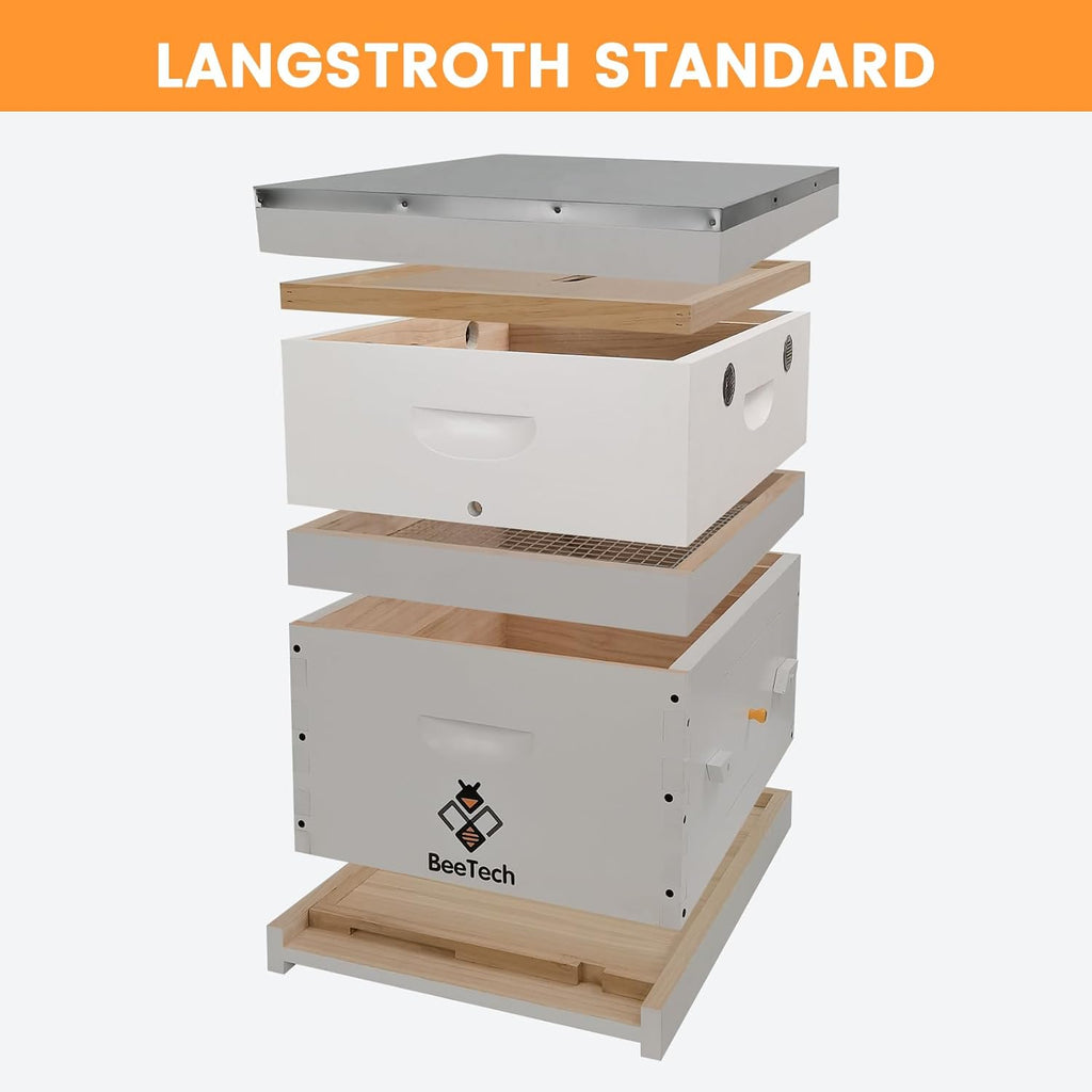 BeeTech 10 Frame Langstroth Bee Hive Quilt Box, Hand-Painted Assembled Winter Hive Box for Bee Heat Preservation & Cold Protection