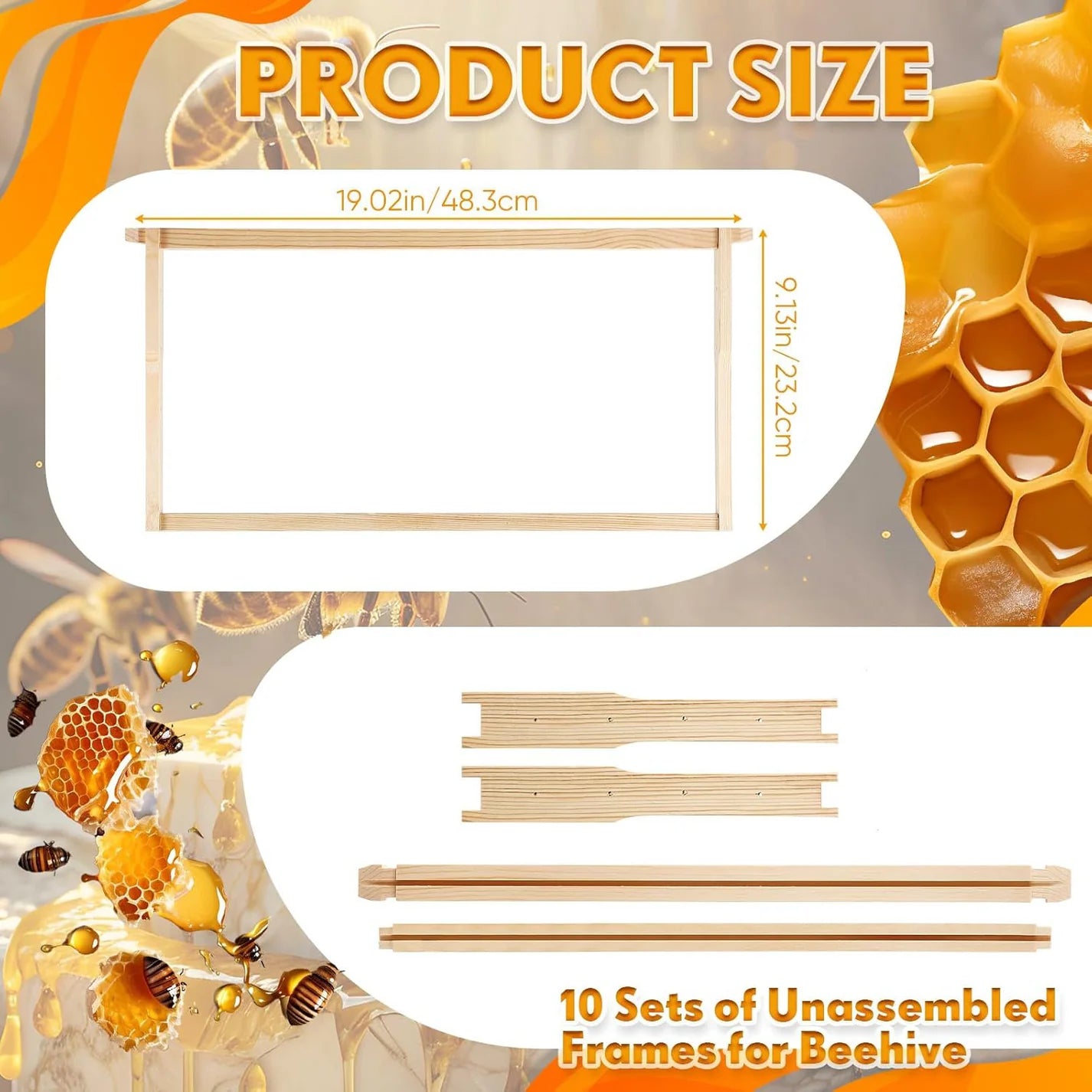Premium Deep Bee Frames 20 Pack, Wooden Deep Beehive Frames for Backyard Beekeepers
