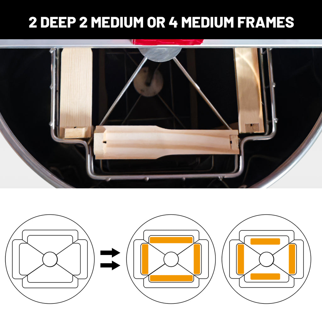 New Liked 2/4 Frames Manual Honey Extractor Kit Include Frame Grip, Uncapping Knife and Double Sieve for Beekeeping Starter Harvest Honey