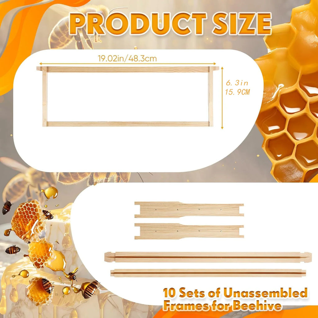Medium Bee Hive Frames, Durable Wooden Beehive Frames for Backyard Beekeepers