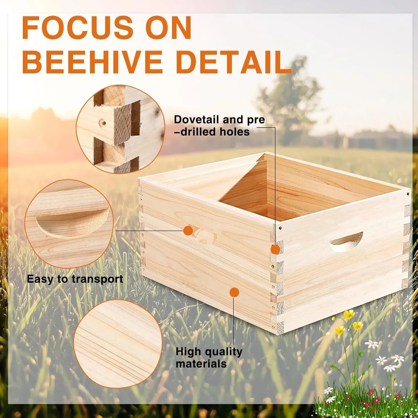 2 Pcs 10-Frame Langstroth Deep Beehive Box, Wooden Deep Hive Body for Backyard Beekeepers