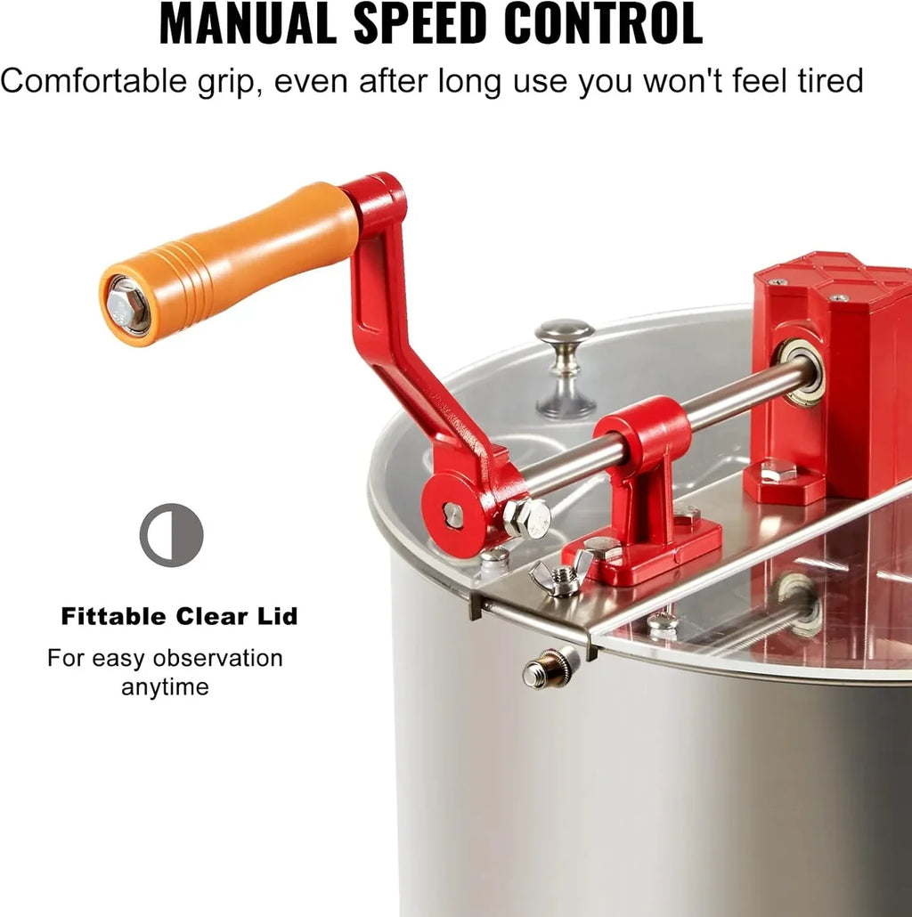 Manual 3-Frame Honey Extractor, Stainless Steel Honey Extractor for Backyard Beekeepers