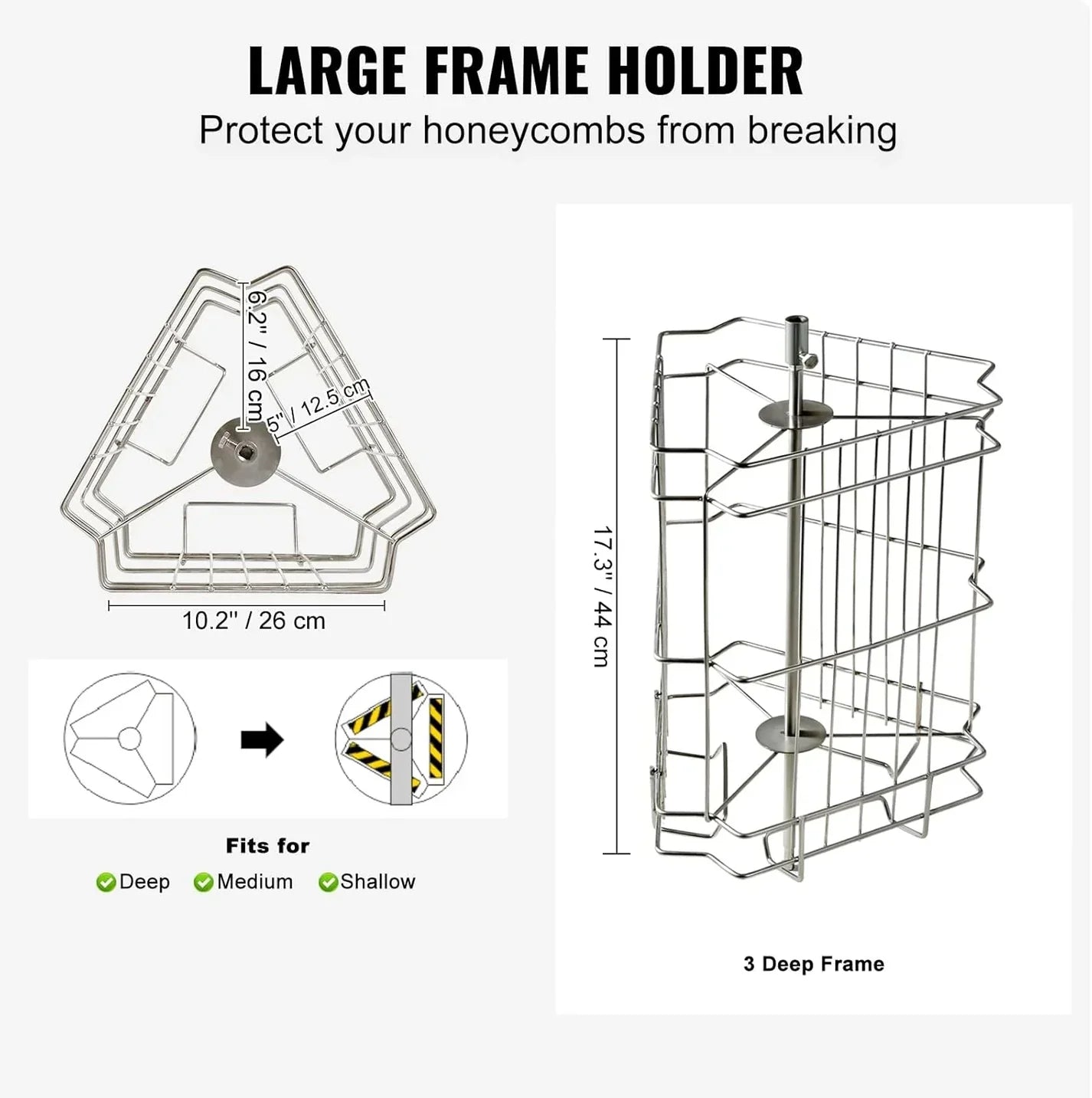 Manual 3-Frame Honey Extractor, Stainless Steel Honey Extractor for Backyard Beekeepers