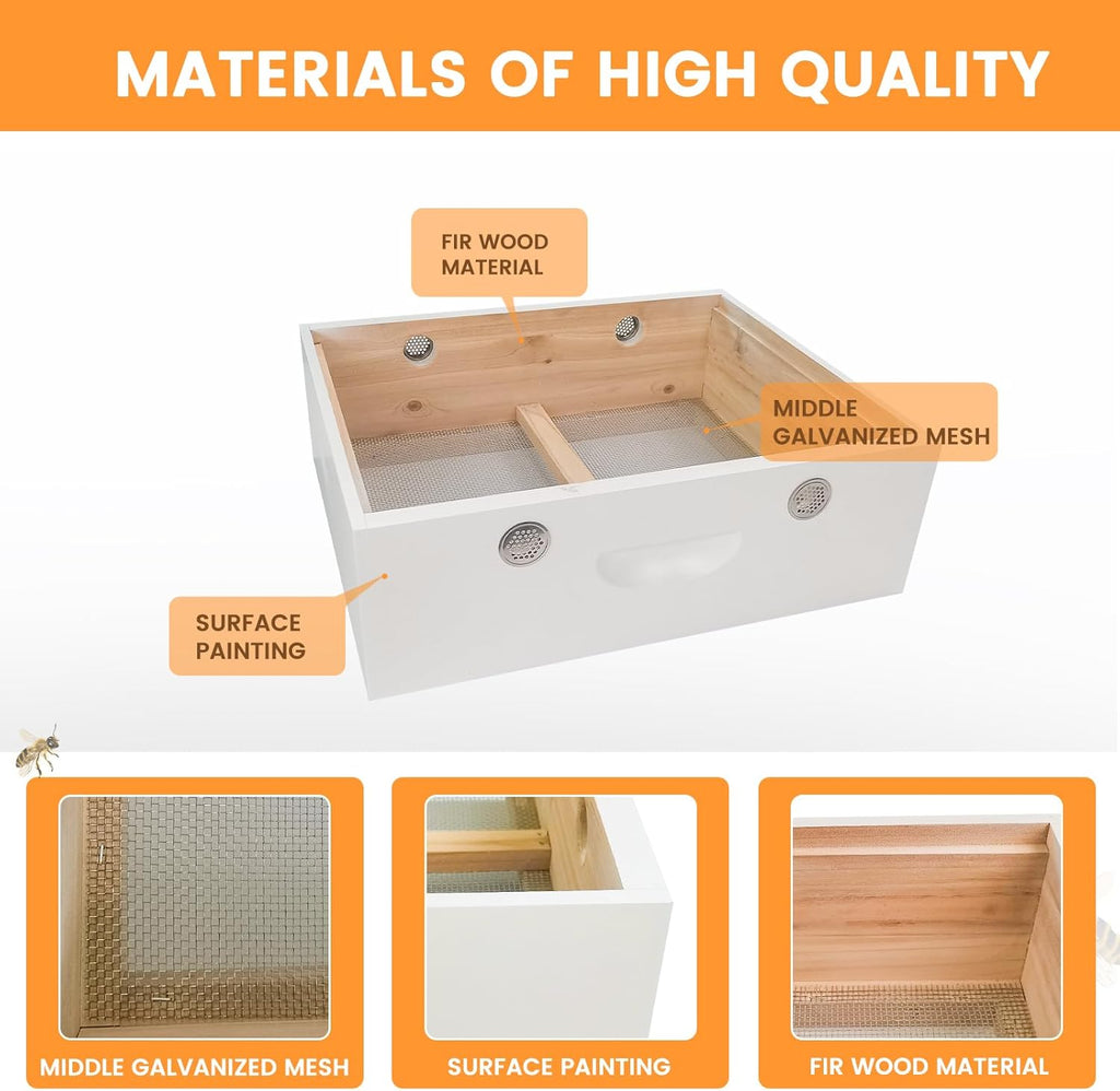 BeeTech 10 Frame Langstroth Bee Hive Quilt Box, Hand-Painted Assembled Winter Hive Box for Bee Heat Preservation & Cold Protection